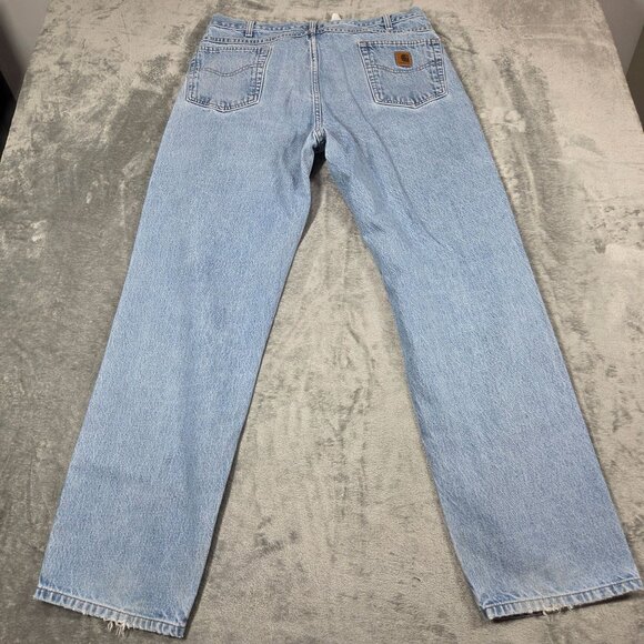 Carhartt Jeans Mens 40X34 Light Wash Denim Relaxed Fit Straight Workwear READ - Picture 3 of 10